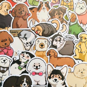 50 süße Hundeaufkleber (2) Kawaii lustiges Geschenk wasserdichter Aufkleber für Motorrad, Laptop, Gepäck, Wasserflasche
