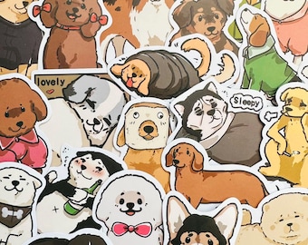 50 Cute Dog Stickers (2) Kawaii Funny Gift Waterproof Sticker Pack Decals For Motorcycle, Laptop, Luggage, Water Bottle