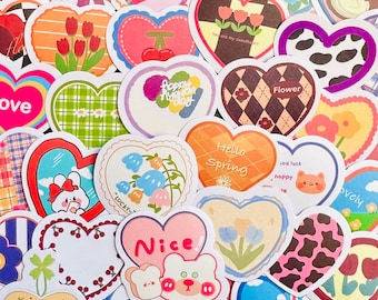 5-100pcs Cute Love Heart Stickers, Kawaii Fun Gift Sticker Pack Skateboard Laptop Car Decals