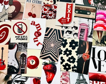 50 Y2K Stickers, Love Heart Sticker Pack, Junk Journal Romantic Coquette Decals