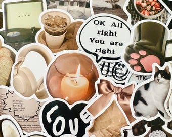 60 Aesthetic Pinterest Stickers (2) Girly Coquette Sticker Pack, Kindle Stickers, Junk Journal, Planner Decals, Laptop Stickers