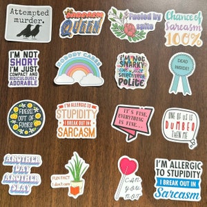 5-50pcs Sarcasm Quote Sticker Pack, Adult Funny Jokes Stickers, Aesthetic Vinyl Waterproof Stickers for Laptop Phone Skateboard Luggage image 4