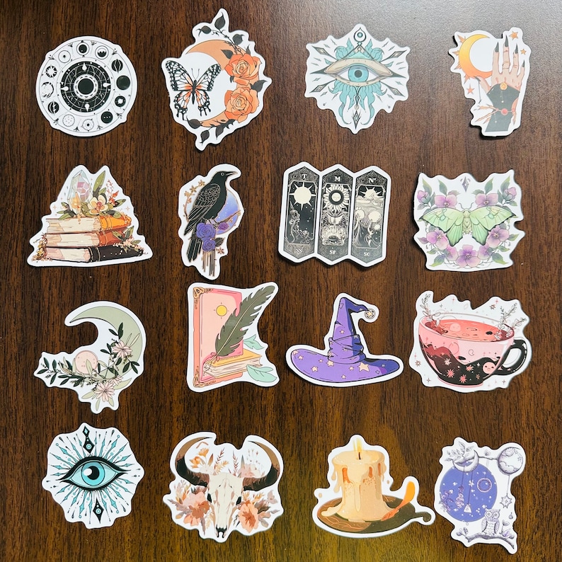 Magische heksstickers, mystieke boze oogdrankfles Wizard Kindle Sticker Pack 3 Mysterie Vinylsticker, Waterflesstickers afbeelding 4