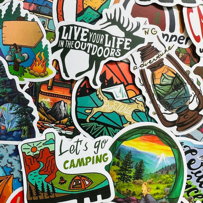 50 Outdoor Camping Hiking Stickers Pack Nature Set Lot, Decals for ...
