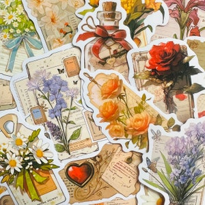 5-50pcs Flowers Stickers (2) Drawn Rose Sticker Pack Gift Journaling Stickers for your Planner