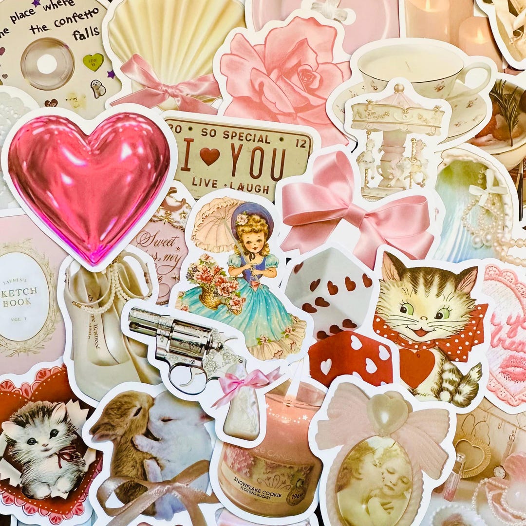60 PCS Coquette Stickers, Girly Aesthetic Sticker Pack, Kindle Stickers ...