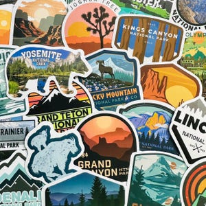 50 Adesivos de Parques Nacionais (G2) Pacote de Adesivos Estéticos de Natureza Decalques Decoração em Telefone Mala Laptop Bagagem