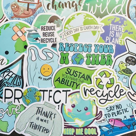 50 Recycle & Save our Planet, Environment Friendly themed Stickers/ Save the Ocean/ Green Sticker Pack / Nature Stickers Decal