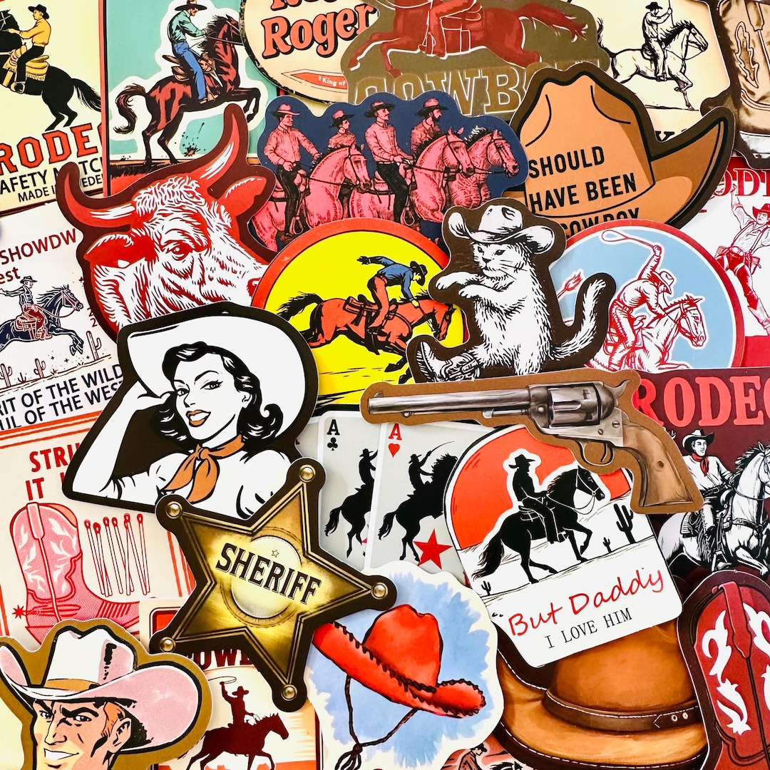 Cwest Sticker 50 the Great Western Stickers, Cowgirl Hat, Cowboy Boots, Cool Gift ...