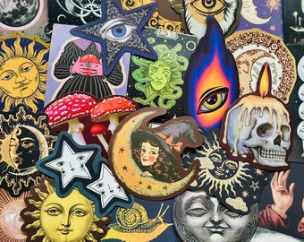 50 Vintage Grunge Himmlische Aufkleber, lustige Sticker für Bullet Journal Tagebuch, Scrapbook, Notizbuch