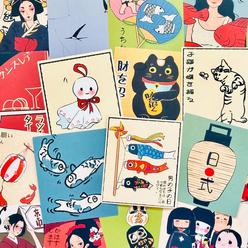 50 Japanse esthetische stickers, kawaii-stickerpakket voor Bullet Journal Diary Scrapbook Notebook afbeelding 1