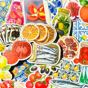 50 pegatinas de tomate y limón, paquete de pegatinas mediterráneas para bullet journal, pegatinas de frutas y coquetas para bullet journal, suministros para bullet journal