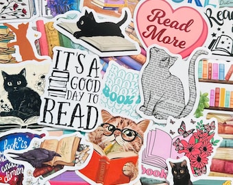 50 Book Stickers (3) Kindle Bookish Sticker Pack, Laptop Stickers,  Waterproof Book Nook Stickers, Water bottle Book Lover Gift