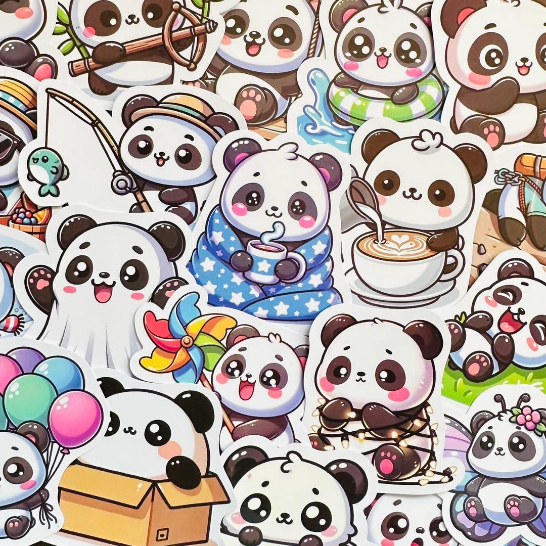 50 Cute Panda Stickers (2) Kawaii Funny Gift Sticker Pack Decals for ...