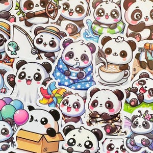 50 süße Panda Aufkleber (2) Kawaii lustige Geschenk Sticker Pack Aufkleber für Telefon, Laptop, Gepäck, Wasserflasche