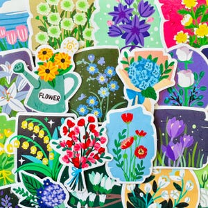 50 Blumen Aufkleber (6) Blumenstrauß Blumen Sticker Pack Geschenk Journaling Aufkleber für Planer