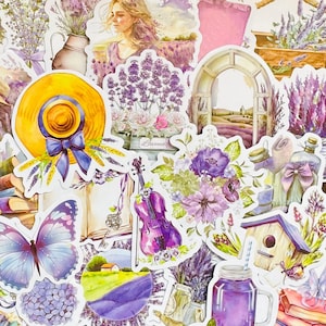 60 Lavender Lover Stickers Hübsche Blumen Sticker Pack Geschenk Wasserflasche Laptop Vinyl Aufkleber für Journal, Planer oder Planer