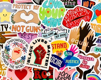 50 Social Justice Stickers, Equality Sticker Pack, liberal Stickers, Gay Pride Assorted Self Adhesive Waterproof Decals