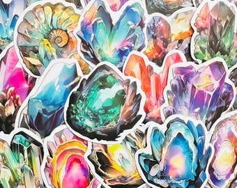 5-50pcs Crystal stickers Pack (2) Crystal Healing, Sticker for Laptops, Skateboards, Phones, Rewards, Water Bottles, Bikes, Luggage