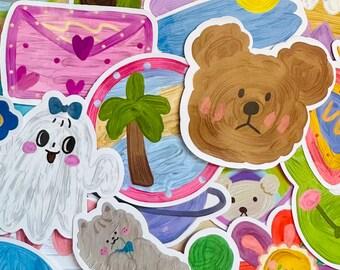 5-50pcs Cute Artist Oil Paint Stickers Kawaii Fun Gift Sticker Pack Skateboard Laptop Car Decals