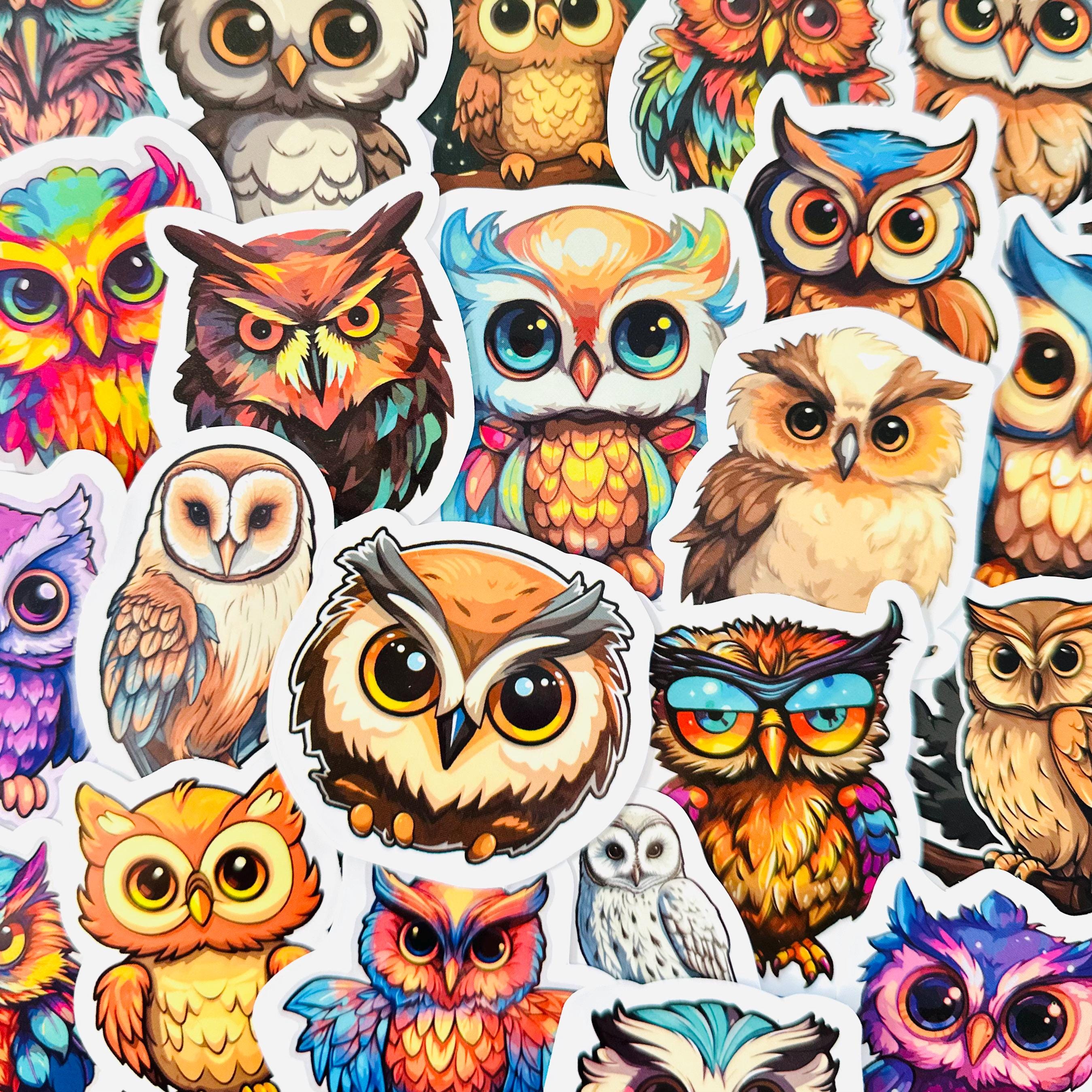 50 Cute Owl Stickers, Kawaii Funny Gift Waterproof Sticker Pack Decals For Phone, Laptop, Luggage, W