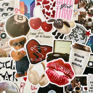 110 The Pinterest Girl Sticker Pack (2), Downtown Girly Aesthetic Coquette Stickers, Kindle Stickers, Phone & Laptop Sticker Set