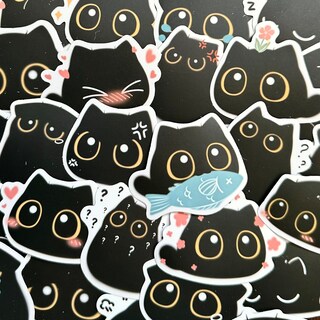 500 Adesivi Gatti Kawaii Black Cat Style – Per Notebook, Borraccia, Laptop E Scrapbooking, Confezione Richiudibile