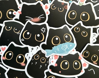 5-40 stuks schattige zwarte kat stickers (3) Kawaii grappige kat cadeau waterdicht schattig stickerpakket stickers voor laptop, bagage, waterfles, skateboard