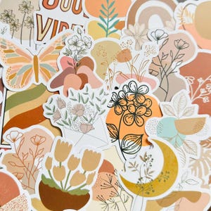 50 lindas pegatinas bohemias (1) Pegatinas de flores y plantas naturales Paquete retro Paquete de pegatinas para computadora portátil Hydroflask