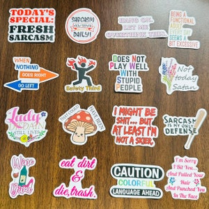 5-50pcs Sarcasm Quote Sticker Pack, Adult Funny Jokes Stickers, Aesthetic Vinyl Waterproof Stickers for Laptop Phone Skateboard Luggage image 5