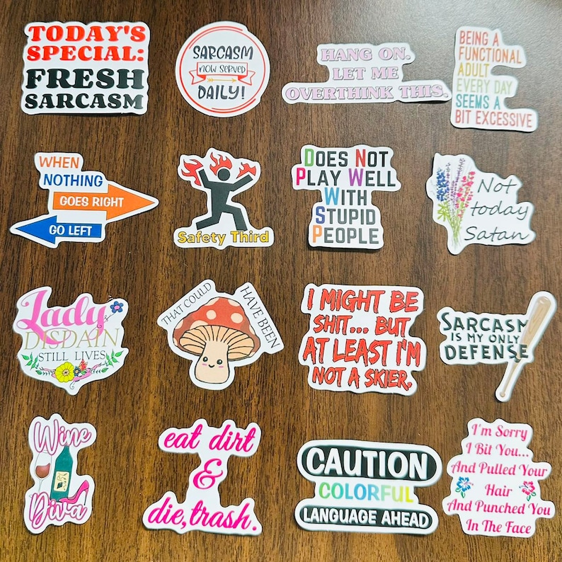 5-50pcs Sarcasm Quote Sticker Pack, Adult Funny Jokes Stickers, Aesthetic Vinyl Waterproof Stickers for Laptop Phone Skateboard Luggage image 5