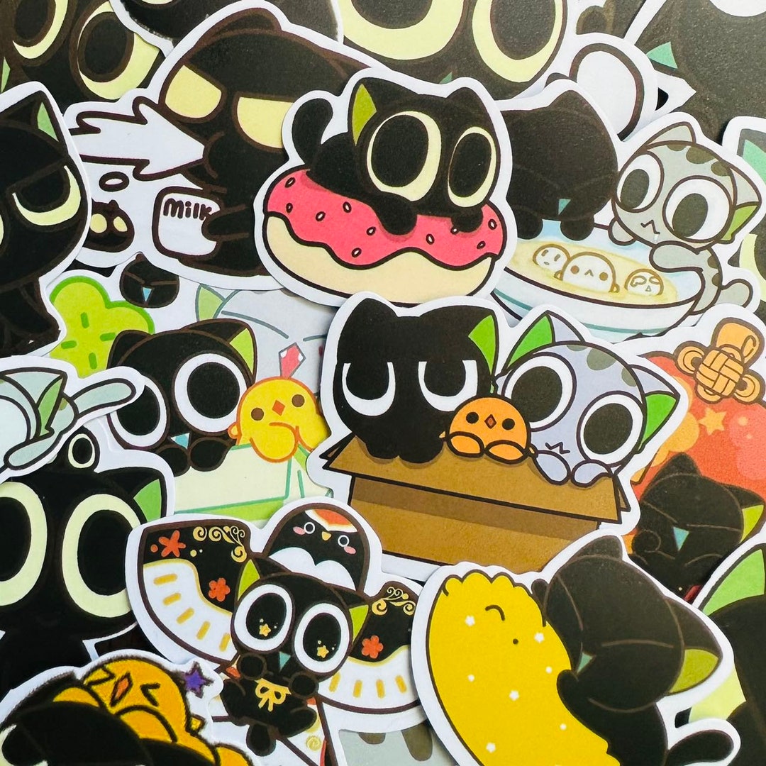 5-60pcs Cute Black Cat Stickers Kawaii Funny Cat Gift - Etsy
