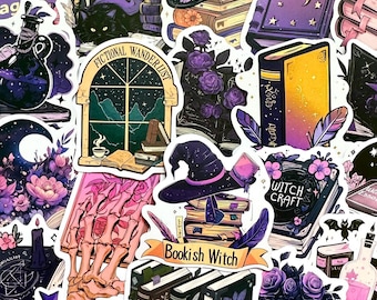 50 pegatinas para Kindle, Pack de pegatinas de lectura mágica con temática de brujas, Pegatinas impermeables para portátil, Regalo para amantes de los libros