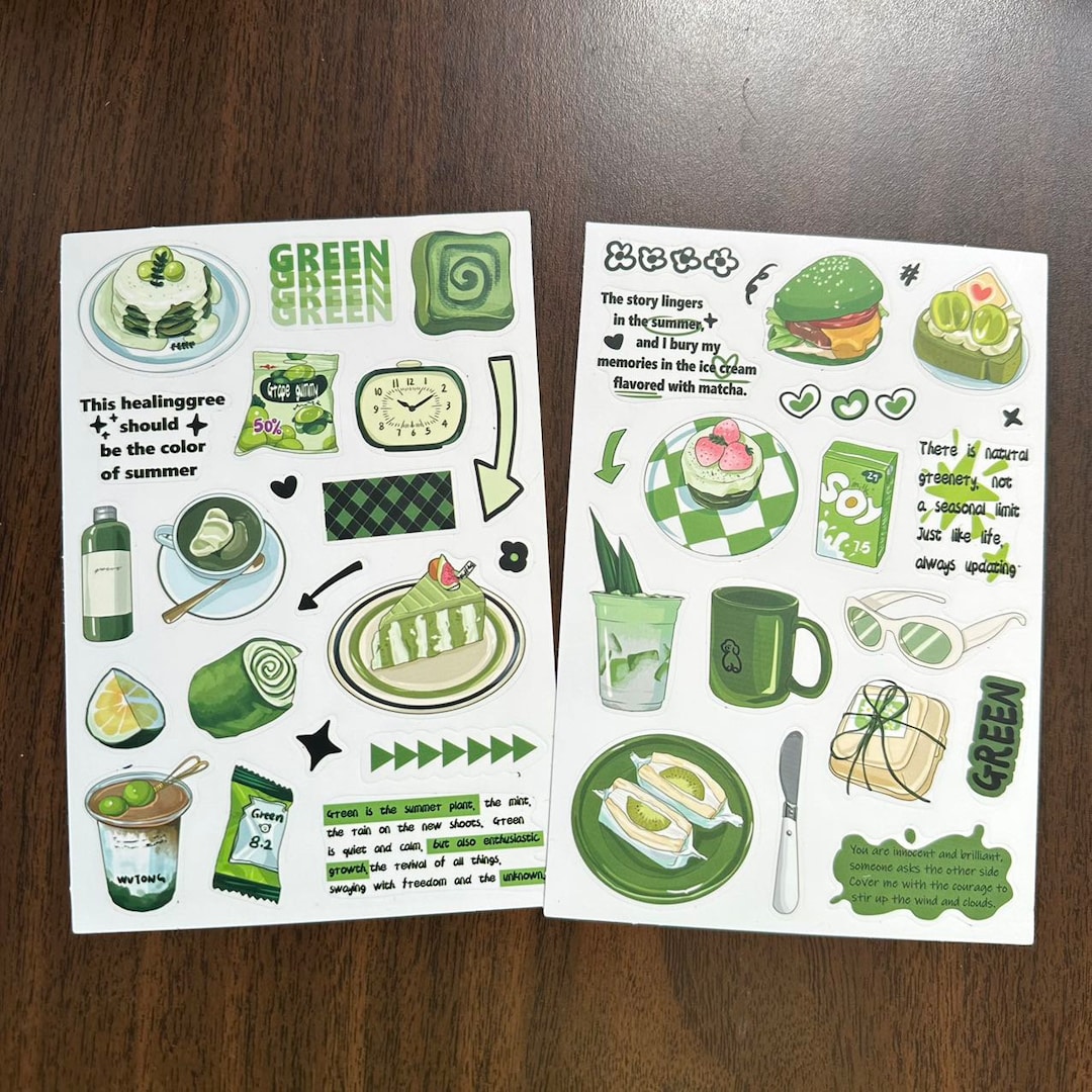26pcs Sticker Sheet Green Tea Latte Journal Stickers - Etsy