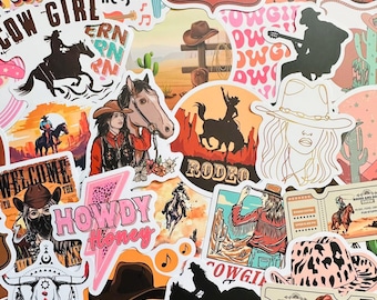 50 Cowgirl Stickers, Cowgirl Hat, Cowgirl Boots, Cool Gift Waterproof Sticker Pack Decals For Phone, Laptop, Water Bottle