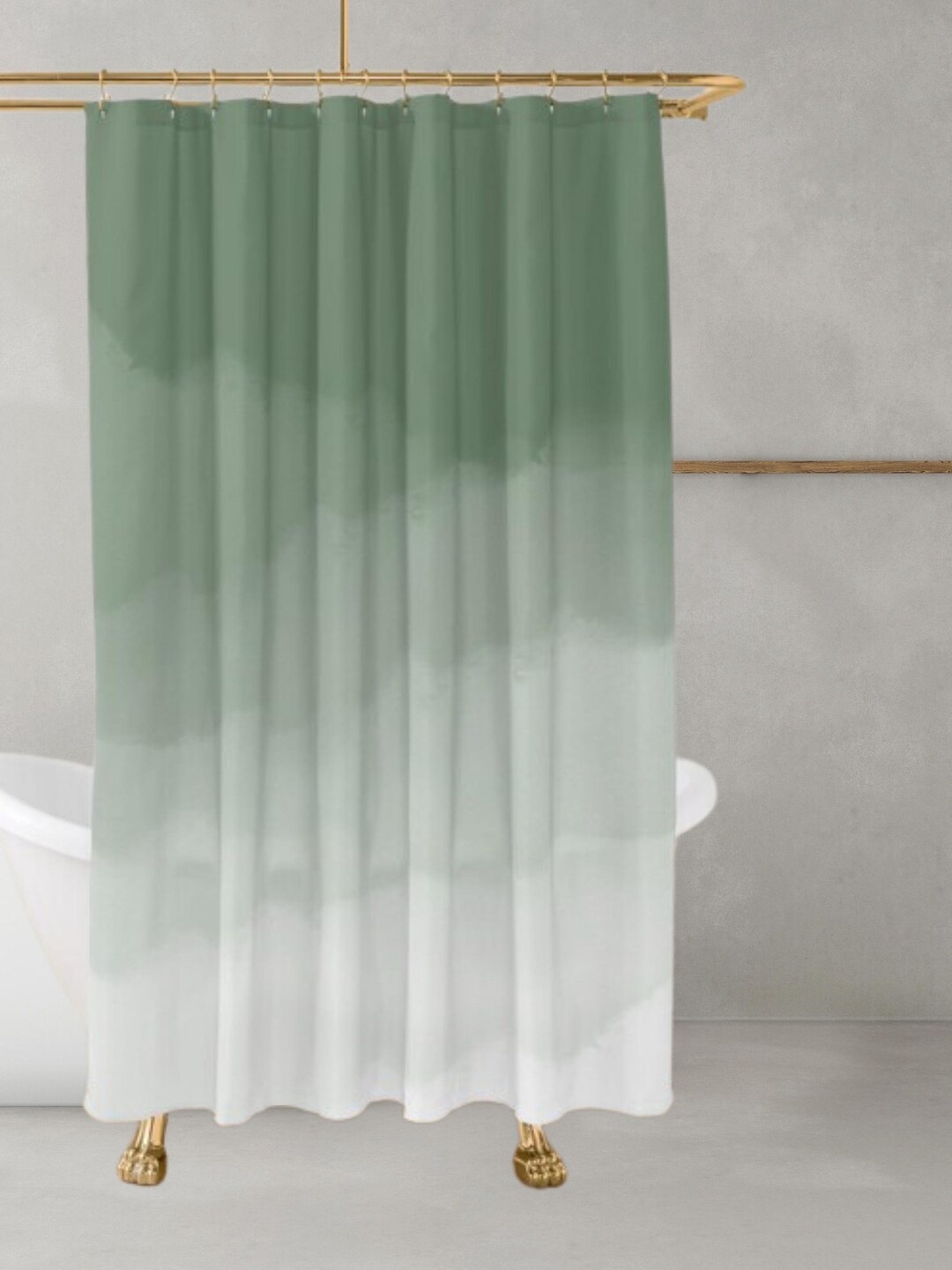 Sage Green Watercolor Ombre Shower Curtain Artwork Bath Etsy