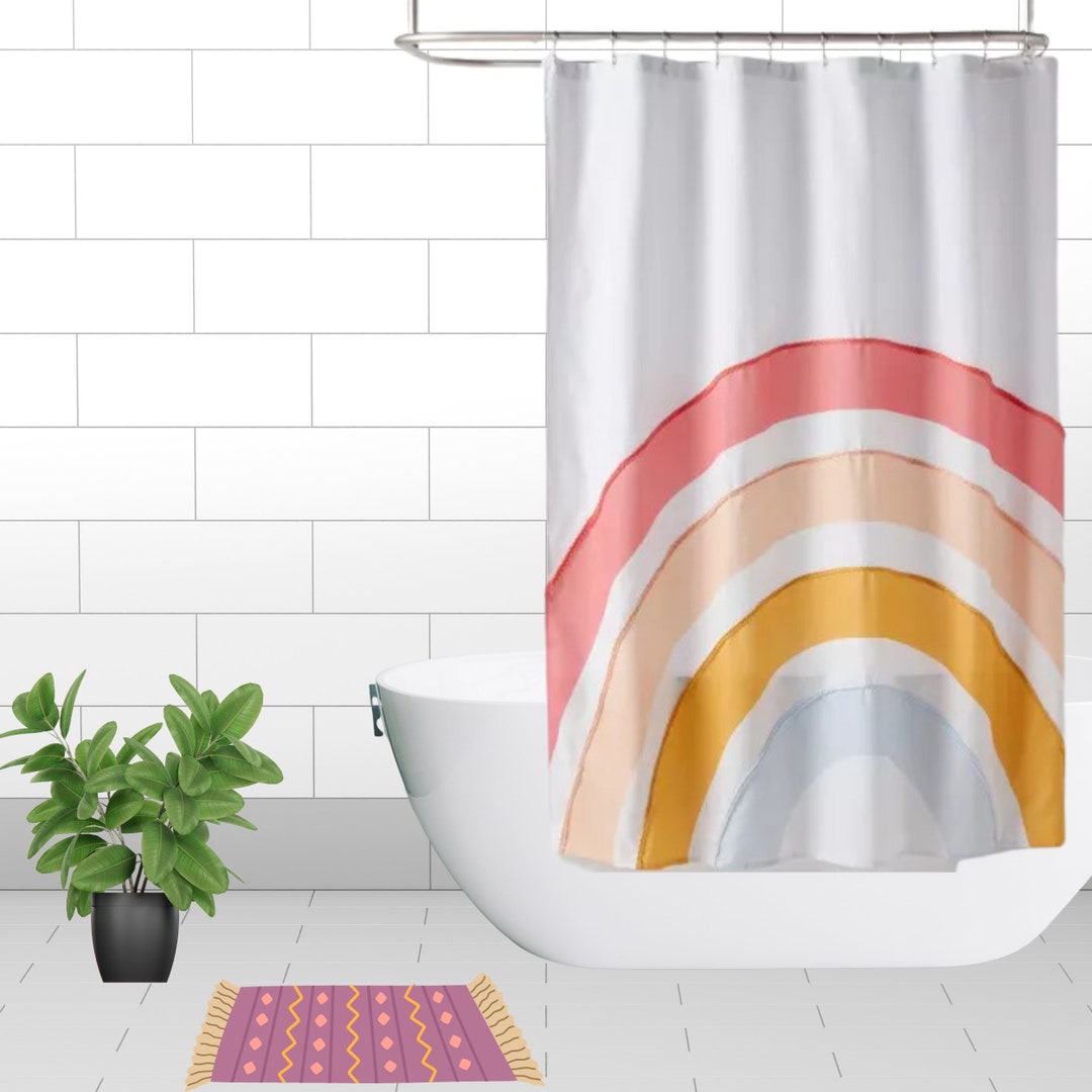 Boho Kids Rainbow Shower Curtain Bohemian Abstract Rainbow - Etsy