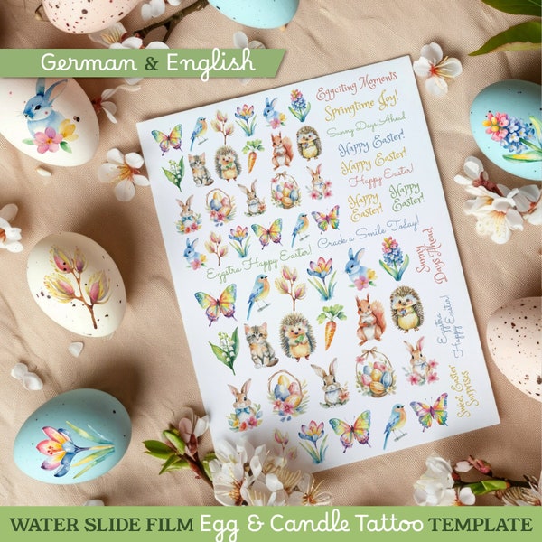 Easter candle and egg tattoo stickers template. Wasserschieberfolie kerzentattoo vorlage, ostern kerze kerzendatei, osterdeko, ostergeschenk