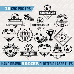 Ensemble personnalisable de Svg de football, monogramme de ballon de football, équipe de football, nom du club Svg, fichier de coupe pour Cricut, Silhouette, découpé au laser
