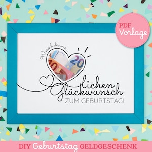 Geldgeschenk zum Geburtstag, Geburtstagsgeschenk, Geburtstagskarte, Geschenkidee, DIY Last-Minute Handgemachtes Geschenk, PDF zum ausdrucken