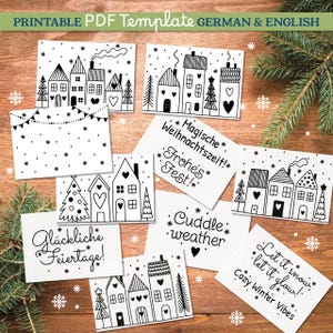 DIY Christmas Window Art Chalk Markers Painting Guide. A4/A3 PDF Christmas decorations Stencil Template. Weihnachtsdeko Fenster Bild Vorlage