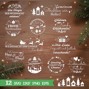 Weihnachten Sprüche Plotterdatei SVG. Motifs de scènes de Noël, fichier traceur de lettrage allemand. Cricut Brother toile Silhouette Svg Png DXF
