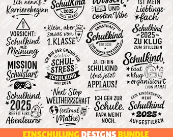 Einschulung, Schulkind SVG PNG plotterdatei | Schulanfang Designs mit Deutschen Sprüchen. Perfekt für Cricut, Silhouette Plotter & Laser