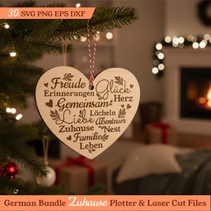 Zuhause, Familie, Herz, Liebe, Freude plotter und laserdatei für DIY-Geschenke. immagine 6