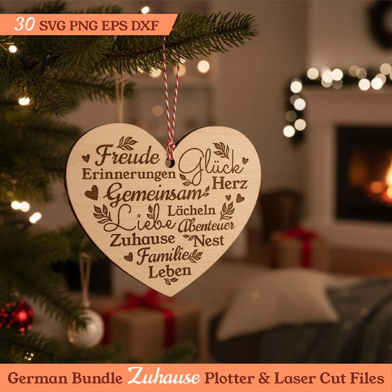 Zuhause, Familie, Herz, Liebe, Freude plotter und laserdatei für DIY-Geschenke. immagine 6