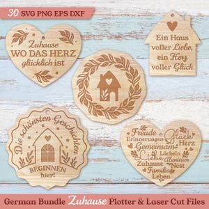 German Home SVG. Zuhause Familie Herz Liebe plotterdatei. Moving Housewarming Family House Wreath Heart Plotter Lasercut Cricut Silhouette.