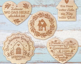 Zuhause, Familie, Herz, Liebe, Freude plotter und laserdatei für DIY-Geschenke.
