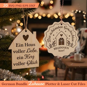 Zuhause, Familie, Herz, Liebe, Freude plotter und laserdatei für DIY-Geschenke.