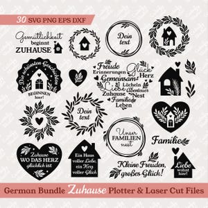 Deutsches Zuhause SVG. Zuhause Familie Herz Liebe Plotterdatei. Umzug Familie Hauskranz Herz Plotter Lasercut Cricut Silhouette.