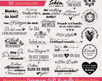 Deutsche Plotterdatei für Geschenke SVG PNG EPS | Danke | Herzensmensch | Lieblingsmensch | Schön das es dich gibt | Cricut, Silhouette